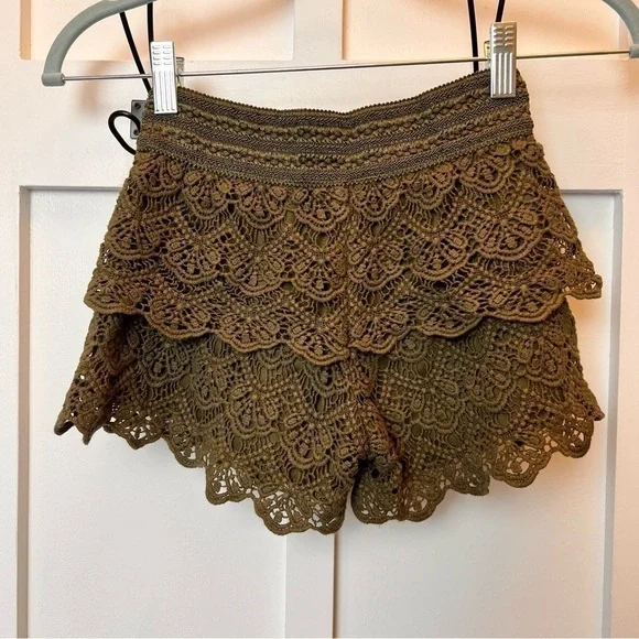 Girl’s Justice Elastic Waist Lace Forrest Green Shorts Lined School Skort Size 8 - Picture 5 of 5